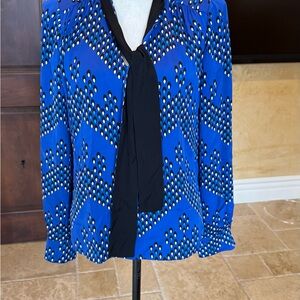 DVF silk Stylish Blue and Black Blouse